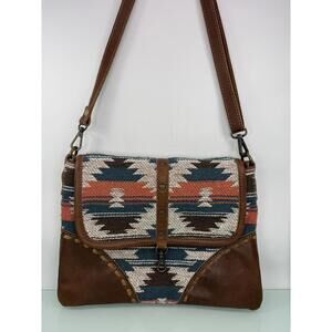Myra Bag Western Leather Canvas Crossbody Messenger Southwestern Purse Boho